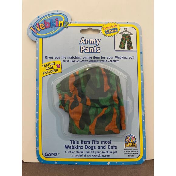 Webkinz Plush Pet Animal Clothing Army Pants By Ganz Web000337 - Picture 1 of 2